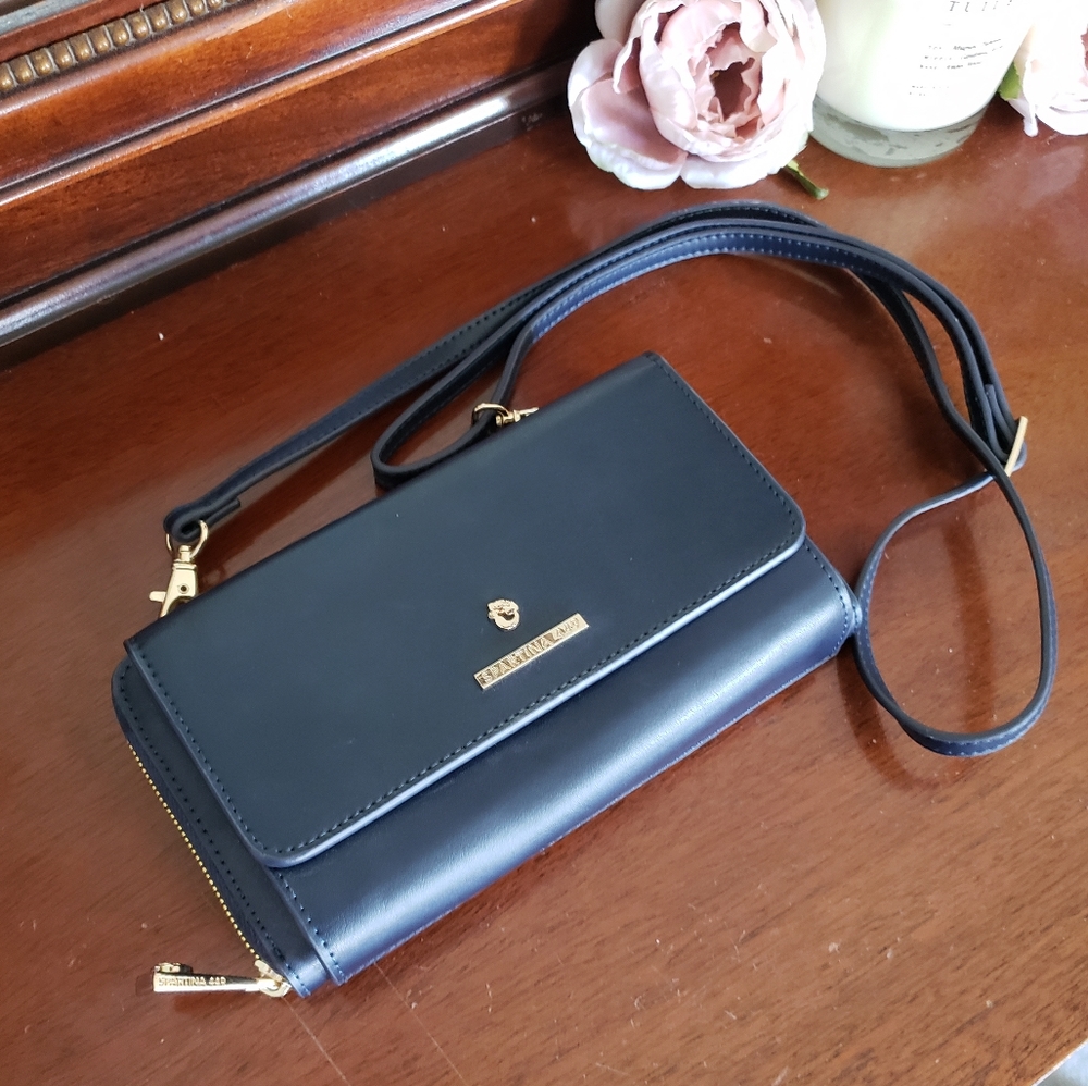 LIKE NEW NAVY LEATHER SPARTINA449 WALLET CROSSBODY